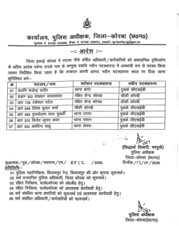 तबादला आदेश के बाद भी उरगा थाना में जमे आरक्षक! आखिर किसके संरक्षण में नहीं हुआ रिलीव?”